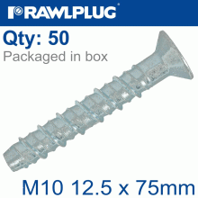 RAWLPLUG Concrete Screwbolt M10 12.5X75Mm Csk Head Zinc Box Of 50