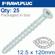 RAWLPLUG Concrete Screwbolt M10 12.5X120Mm Csk Head Zinc Box Of 25