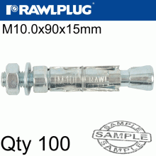 RAWLPLUG Projecting Bolt M10X90X15Mm X100 -Box