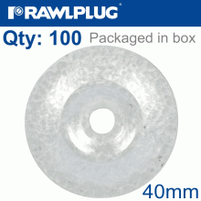 RAWLPLUG Round Washer 40Mm,6,5Mm With Aluminum-Zinc Coating Box Of 100