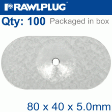 RAWLPLUG Oval Steel Washer 80Mmx40Mmx5.0Mm Alum Zinc Coating Box Of 100