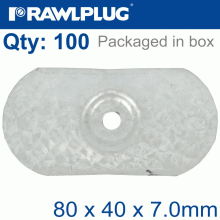 RAWLPLUG Oval Steel Washer 80Mmx40Mmx7.0Mm Alum Zinc Coating Box Of 100