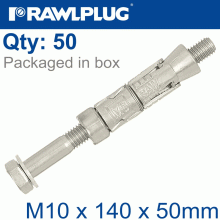 RAWLPLUG Rawlbolt M10X140X75Mm X50-Box (16Mm Hole)