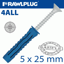 RAWLPLUG Universal Nylon Plug With Screw 5X25Mm 40 Per Bag