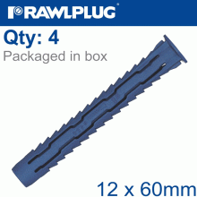 RAWLPLUG Universal Nyl Plug With Screws 12X60Mm X4 -Bag