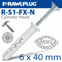 RAWLPLUG Nylon Hammer In Fixing Cyl Head 6X40Mm 20 Per Bag