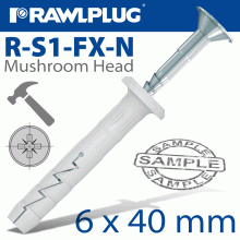 RAWLPLUG Nyl Hammer-In Fixing 6X40Mm Mush Head X20-Bag