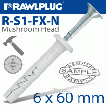RAWLPLUG Nyl Hammer-In Fixing 6X60Mm Mush Head X20-Bag