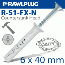 RAWLPLUG Nyl Hammer-In Fixing 6X40Mm + Csk Head X20 -Bag