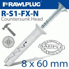 RAWLPLUG Nyl Hammer-In Fixing 8X60Mm + Csk Head X10 -Bag