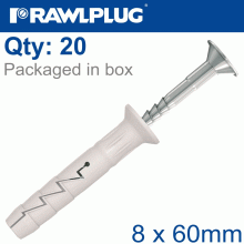RAWLPLUG Nyl Hammer-In Fixing 8X60Mm + Csk Head X20 -Bag