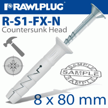 RAWLPLUG Nyl Hammer-In Fixing 8X80Mm + Csk Head X12 -Bag
