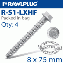 RAWLPLUG Concrete Screw Bolt 10X75Mm R-Lx Hex + Flange X4 -Bag