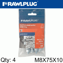 RAWLPLUG Projecting Bolt M8X75X10Mm X4 -Bag