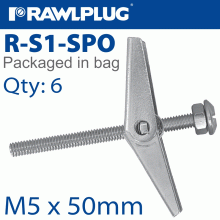 RAWLPLUG Spring Toggle+Screw M5X50Mm X6-Bag