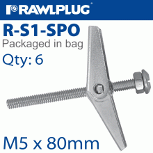 RAWLPLUG Spring Toggle+Screw M5X80Mm X6-Bag