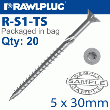 RAWLPLUG R-Ts Hardened Screw 5.0X30Mm X20 Per Bag