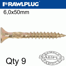 RAWLPLUG R-Ts Hardened Screw 6.0X50Mm X9 Per Bag