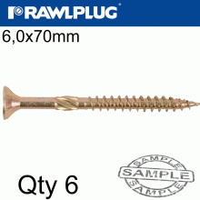 RAWLPLUG R-Ts Hardened Screw 6.0X70Mm X6 Per Bag