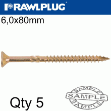 RAWLPLUG R-Ts Hardened Screw 6.0X80Mm X5 Per Bag