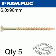 RAWLPLUG R-Ts Hardened Screw 6.0X90Mm X5 Per Bag