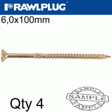 RAWLPLUG R-Ts Hardened Screw 6.0X100Mm X4 Per Bag