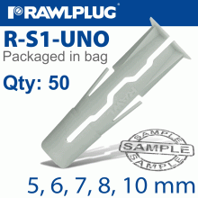 RAWLPLUG Universal Plug Assorted 5 6 7 8 10Mm X50-Bag