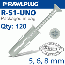 RAWLPLUG Universal Plug + Screw Assorted 5,6,8Mm X120-Bag