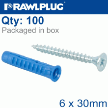 RAWLPLUG Universal Plug 4All 6 X 30Mm With Screw 100 Psc Per Tub