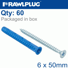 RAWLPLUG Universal Plug 4All 6 X 50Mm With Screw 60 Psc Per Tub