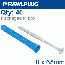 RAWLPLUG Universal Plug 4All 8 X 65Mm With Screw 40 Psc Per Tub