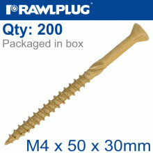 RAWLPLUG R-Dsx Screws M4 X 50X30 Ginger Ruspert X200-Tub
