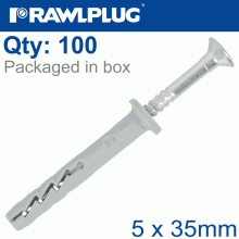 RAWLPLUG Hammer In Fixing 5 X 35Mm Cylindric 100 Psc Per Tub