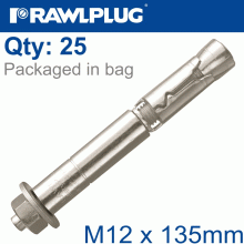RAWLPLUG R-Spl Safety Plus - Projecting Bolt M12X135Mm X25 Per Box