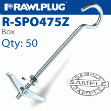 RAWLPLUG Spring Toggle With M4X75 Round Hook Box Of 50