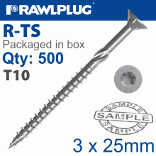 RAWLPLUG Torx T10 Chipboard Screw 3.0X25Mm X500-Box