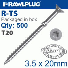 RAWLPLUG Torx T20 Chipboard Screw 3.5X20Mm X500-Box