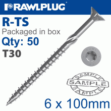 RAWLPLUG Torx T30 Chipboard Screw 6.0X100Mm X50-Box