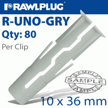 RAWLPLUG Universal Plug Grey 10Mm X 36Mm X80-Clip