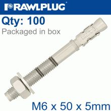 RAWLPLUG Throughbolt M6X50X5Mm X100 -Box