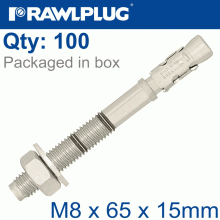 RAWLPLUG Throughbolt M8X65X15Mm X100 -Box