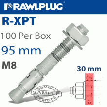 RAWLPLUG Throughbolt M8X95X30Mm X100 -Box