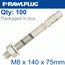 RAWLPLUG Throughbolt M8X140X75Mm X100 -Box