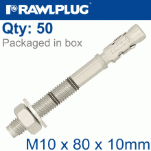 RAWLPLUG Throughbolt M10X80X10Mm X50 -Box