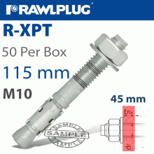 RAWLPLUG Throughbolt M10X115X45Mm X50 -Box