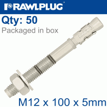 RAWLPLUG Throughbolt M12X100X5Mm X50 -Box