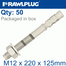 RAWLPLUG Throughbolt M12X220X125Mm X50 -Box