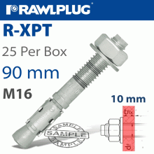 RAWLPLUG Throughbolt M16X90X10Mm X25 -Box