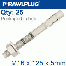 RAWLPLUG Throughbolt M16X125X5Mm X25 -Box