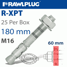 RAWLPLUG Throughbolt M16X180X60Mm X25 -Box